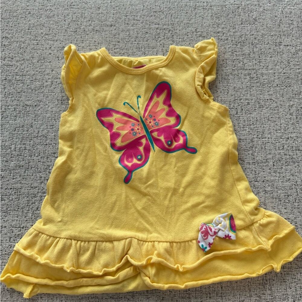 Swiggles Girls Butterfly & Ruffles Sleeveless Tank Top Size 3T Yellow Pink Blue